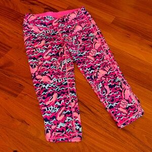 Lilly Pulitzer Pink and Blue Leggings size large pink and blue lobster print